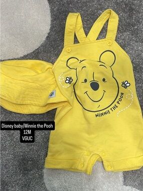 Disney Yellow Winnie the Pooh Baby Romper with Hat